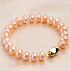 Simple Peach Button Pearl Bracelet