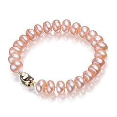 Simple Peach Button Pearl Bracelet