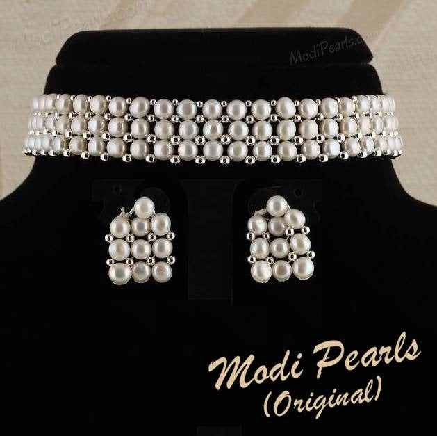 Gracious Button Pearl Necklace Set
